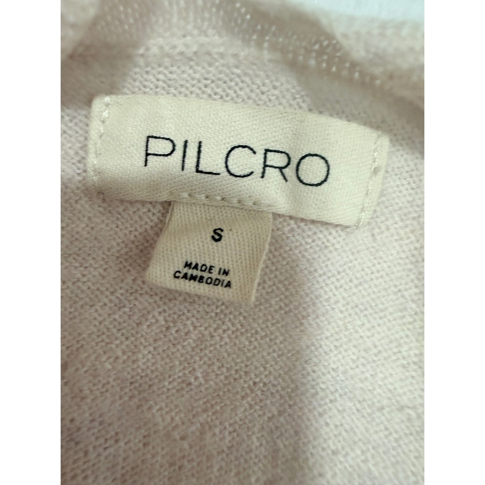 Pilcro Cardigan Sweater Small Oatmeal Wool V-Neck Minimalist Quiet Luxury - Picture 6 of 7